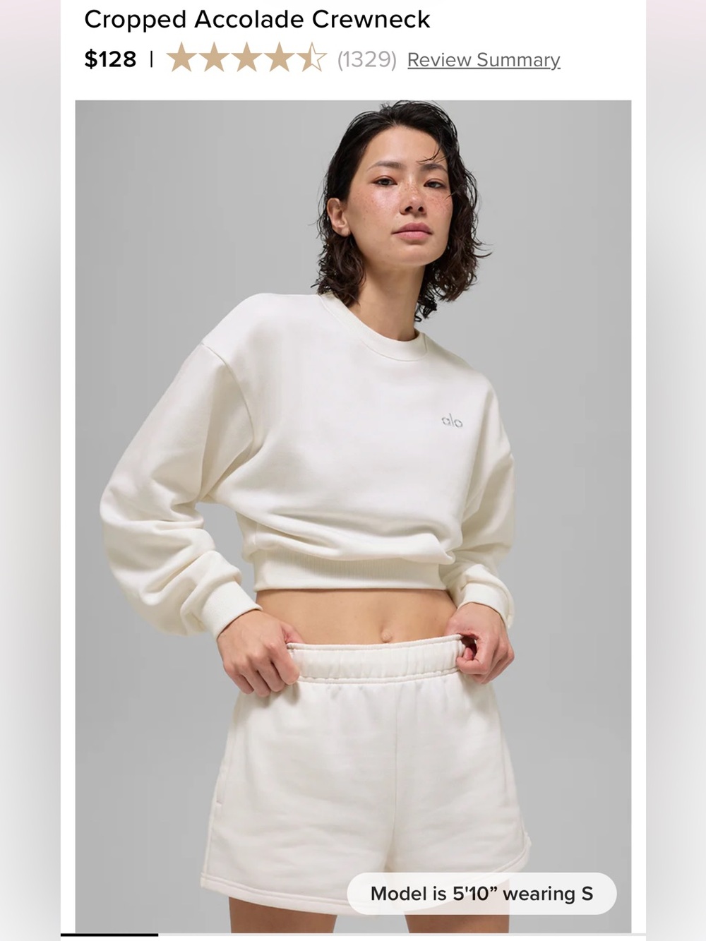 ALO Yoga Women's Cropped Crewneck Sweater in Cream